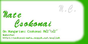 mate csokonai business card